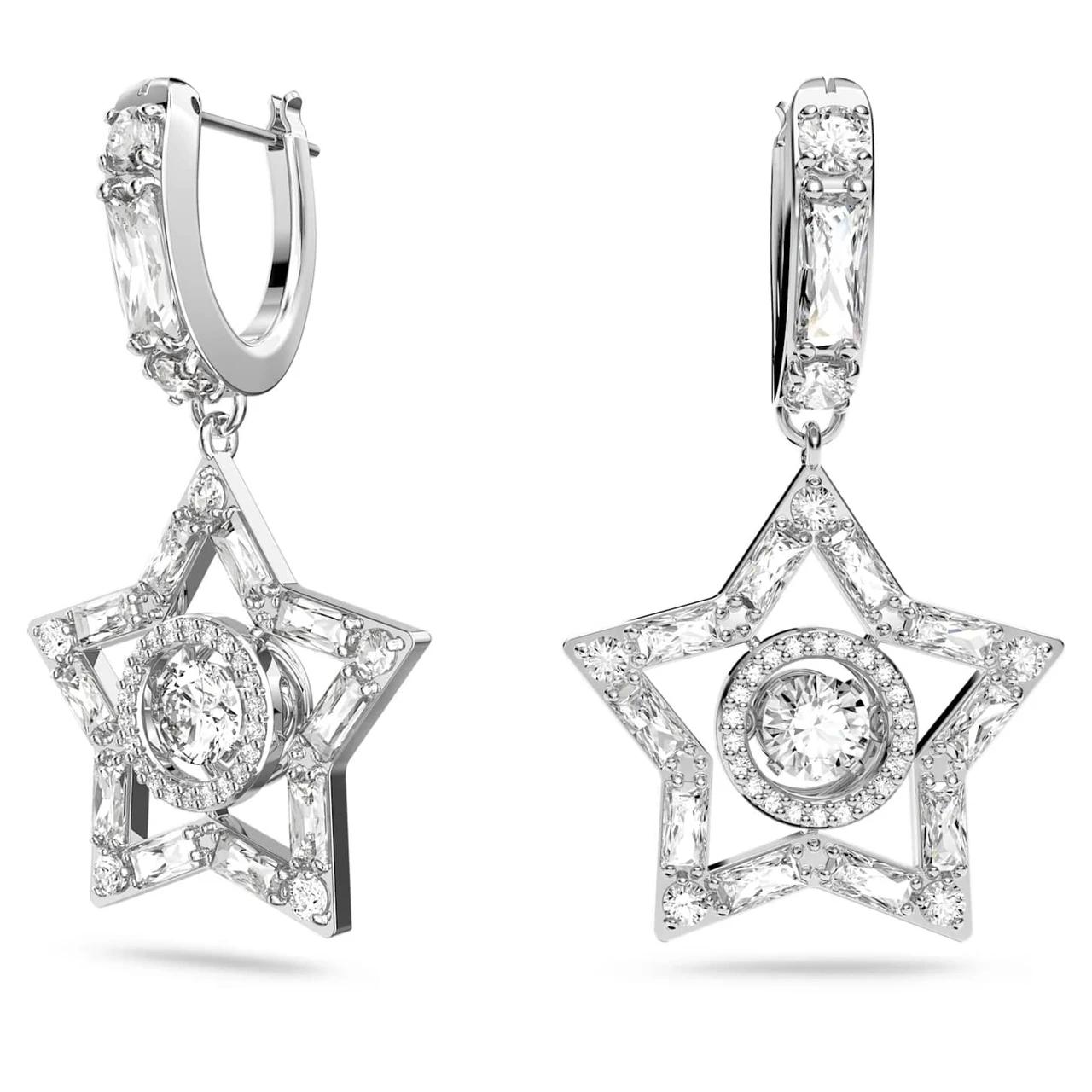Swarovski Stella Hoop Earrings Star White