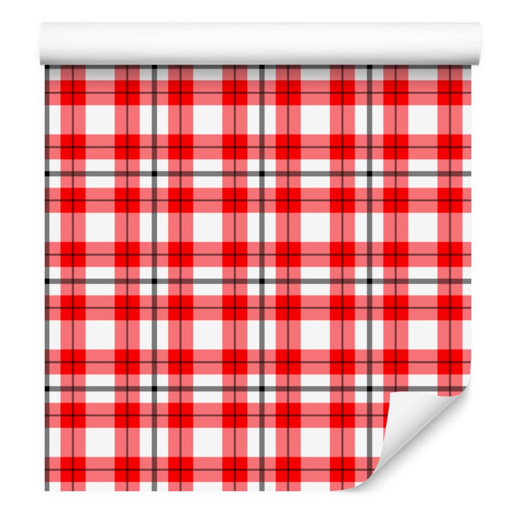 Red Checkered Wallpaper Coral, Red and Light Gray 50x1000