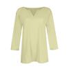 Dames V+-rund hals 3/4 ermet ensfarget topp