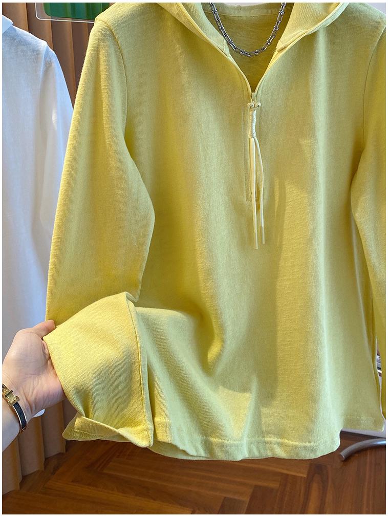 Autumn/Winter Women's Half-Zip Hooded Long-Sleeve Casual Top