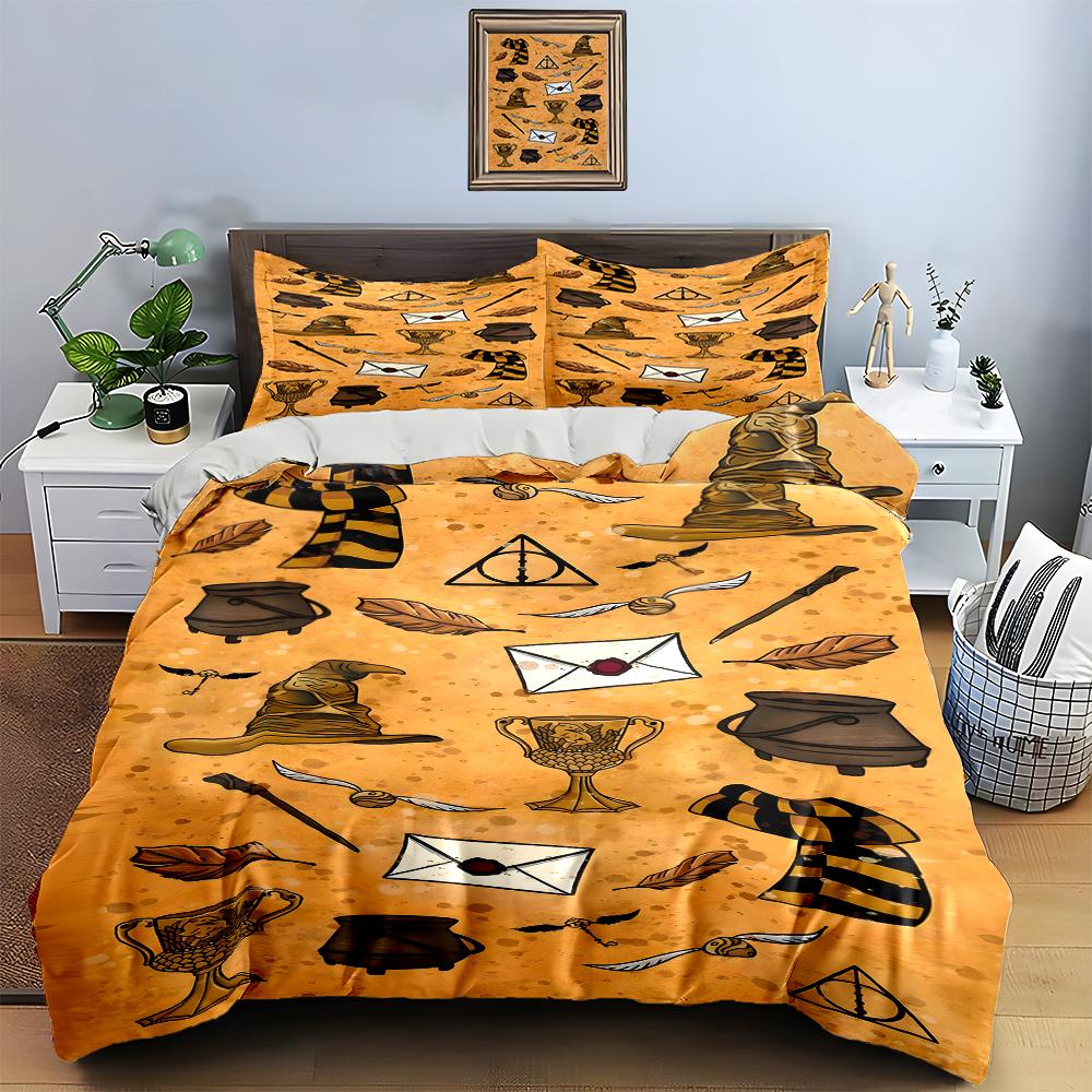Magical themed icons Bedding Duvet cover sets Duvet covers Pillowcases gifts (1 * Duvet Cover 2 * Pillowcases, without duvet insert)