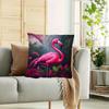 1 Stück Heißrosa Flamingo Tropische Blätter Kissenbezug - 18x18 Zoll Weiches Plüsch Dekoratives Cover, Einseitiger Druck, Reißverschluss,