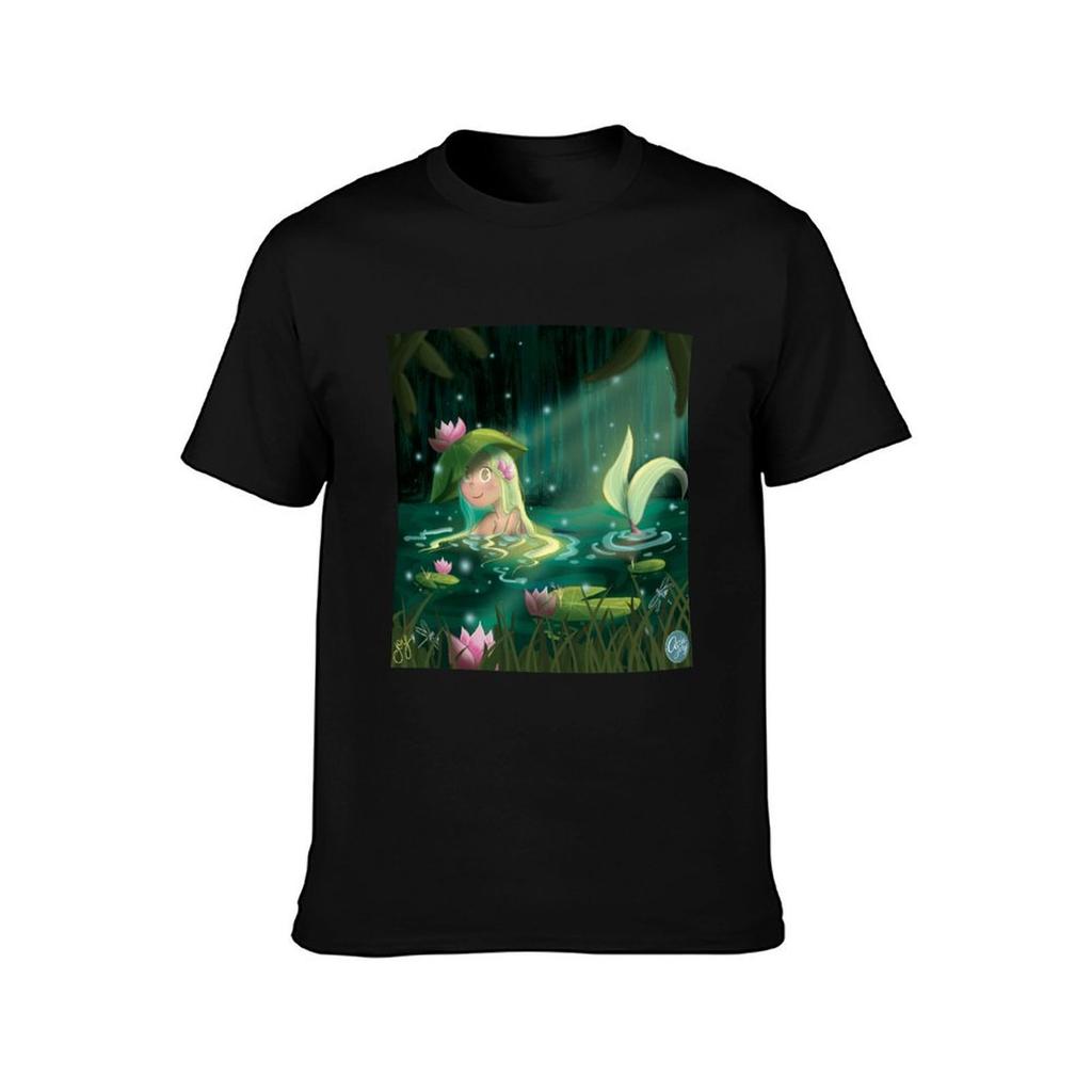 Mermaid In A Lily Pond TShirt Heavy Duty Casual Work Tee