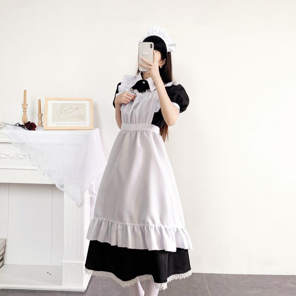 3pcs Sets French Butler Cosplay Costume Traditional Maid Long Skirt Maid Outfit British Butler Dress Japanese Uniform Cute Fancy Party Dresses