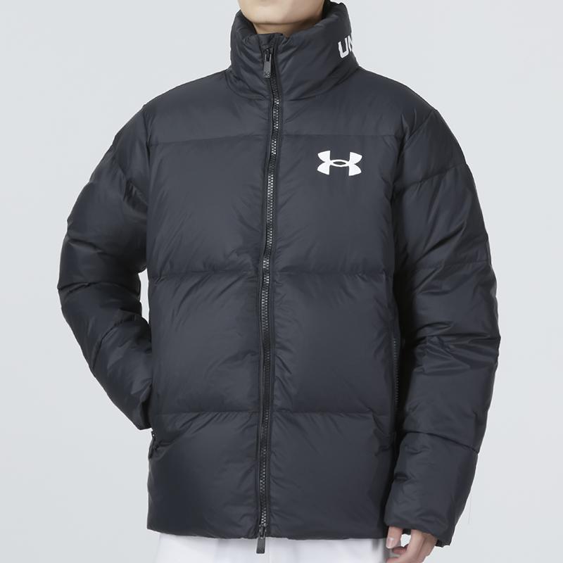 Under Armour Down Puffer Jacket with Logo Print Men Outerwear Black 1375449-001