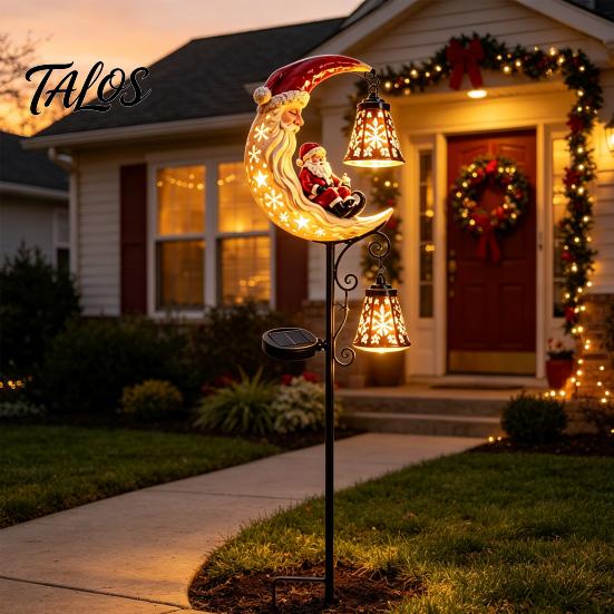 Easy Installation Outdoor Lighting Solar Christmas Garden Stake Light, 31.5 Inch Santa Snowman LED Pathway Lights, Decorative Holiday Path Waterproof