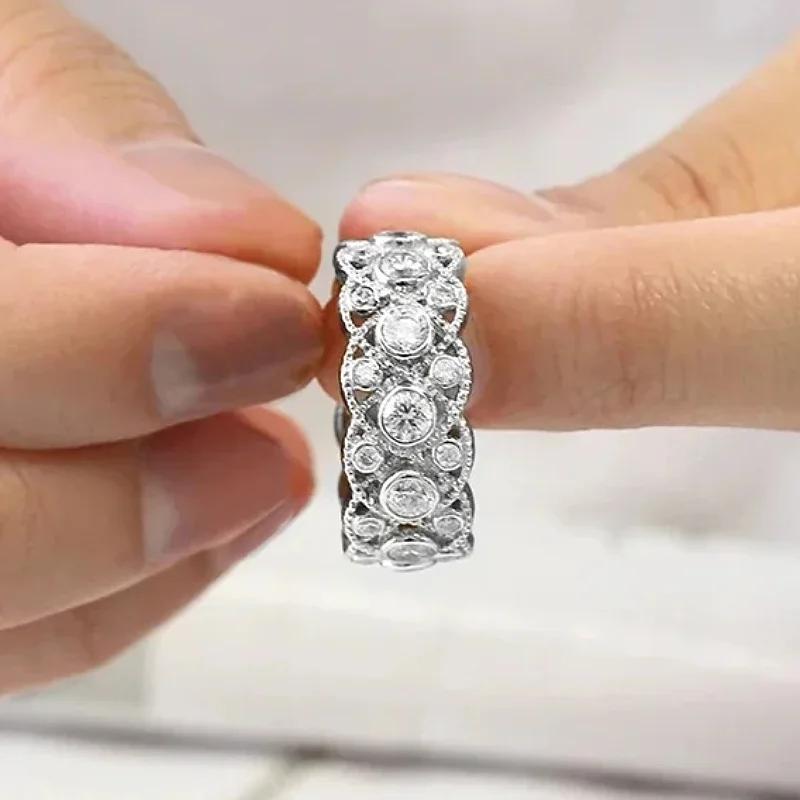 

CAOSHI Aesthetic Hollow-out Finger Ring Female Engagement Ceremony Jewelry with Brilliant Zirconia Exquisite Accessories Gifts 10
