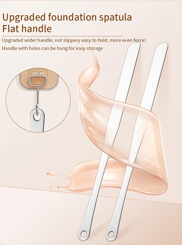 Stainless Steel Mixing Spatula for Nail Color and Makeup Foundation Blending, Original and Holed Options, 3 Pcs Variant
