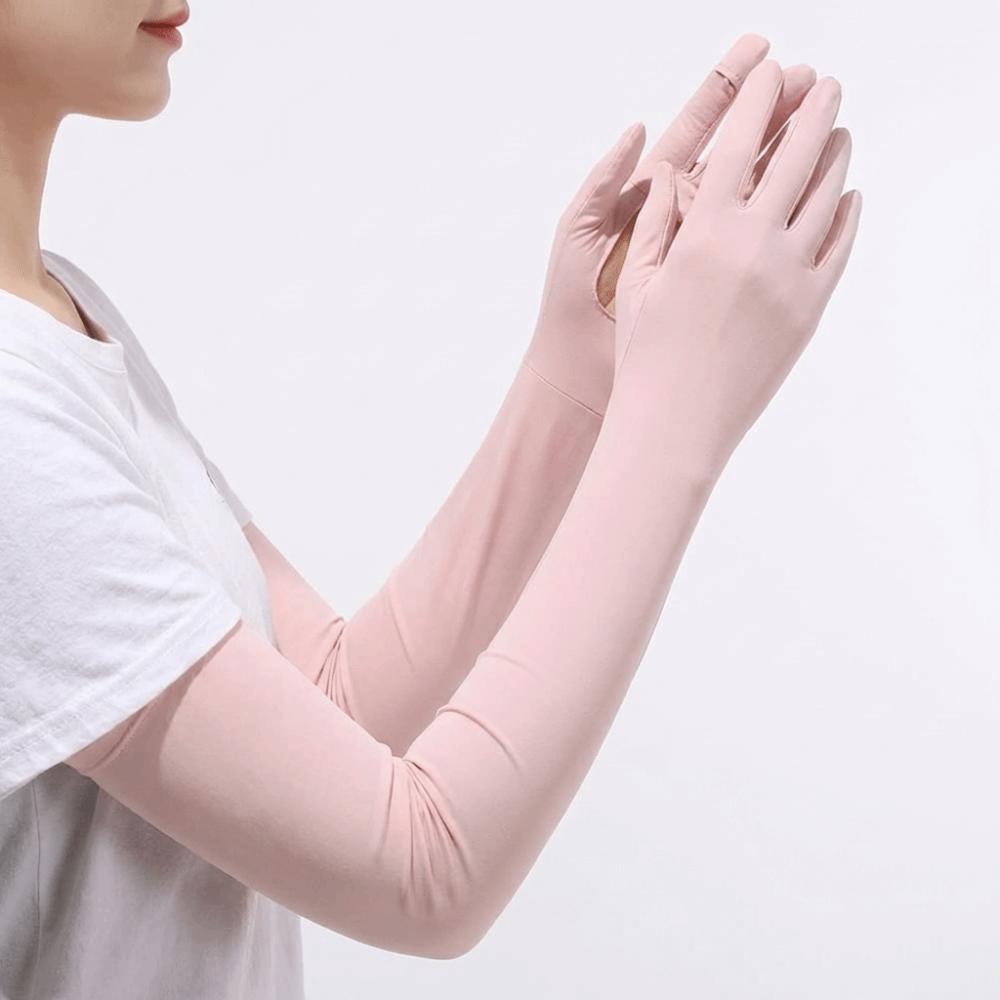 Non-slip Long Sleeve Sun Protection Sunscreen Sleeve Gloves Breathable Summer Arm Cover  Women