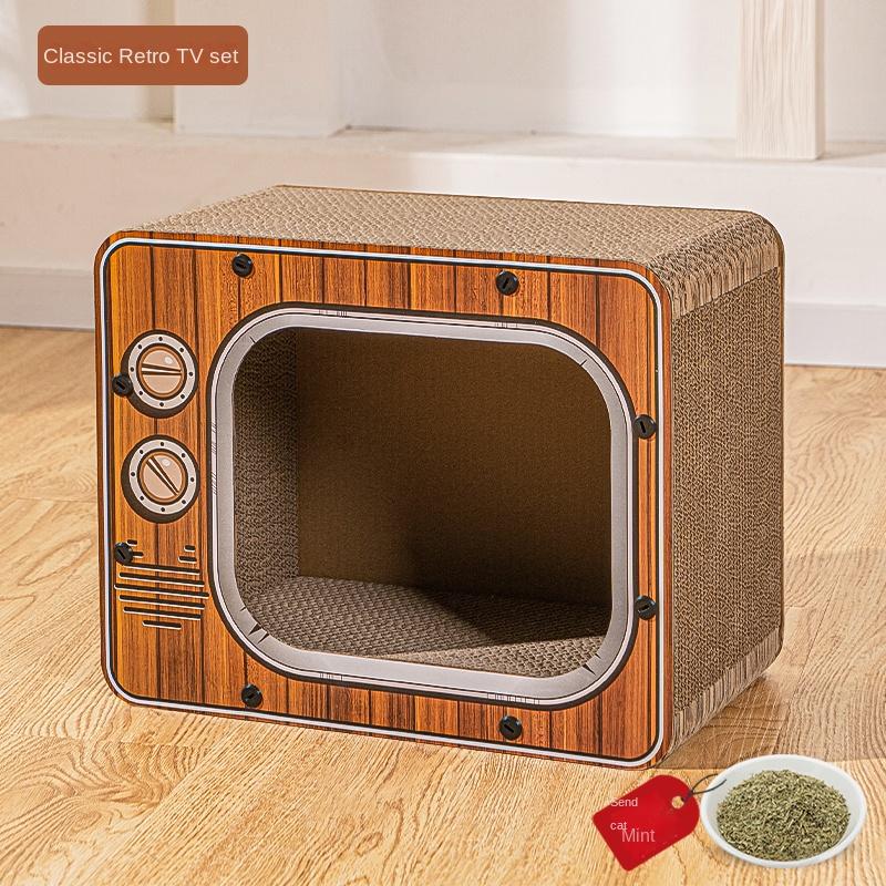 Creative Cat Scratching Board TV Cat Box Scratch Resistant Wear Resistant Three-dimensional Pet Toy Carton No Scraps Pet Habitat