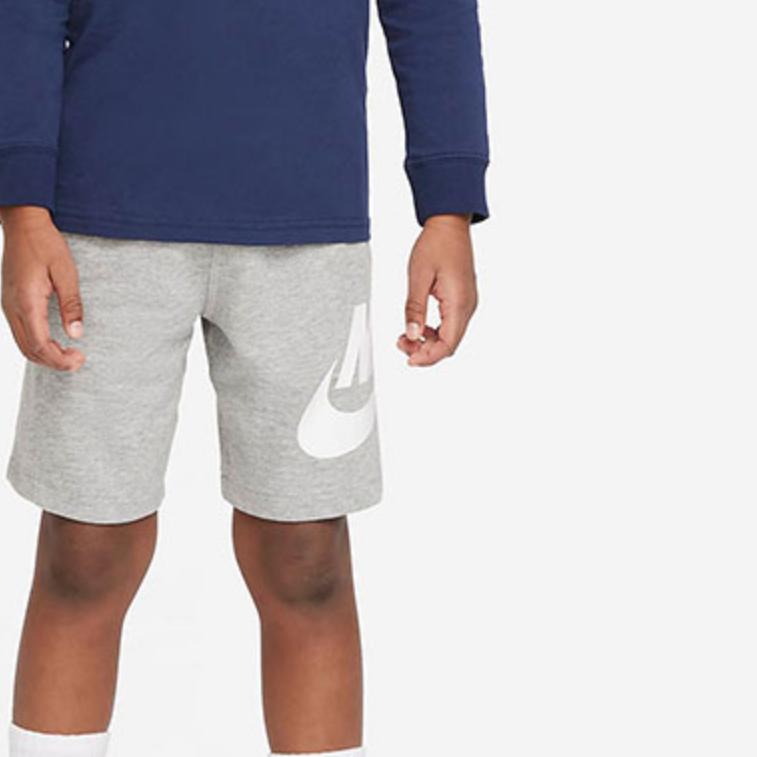 Nike Long Sleeve T-Shirt Letter Logo Print Casual Round Neck Kids Tops Dark-Navy DR8617-410