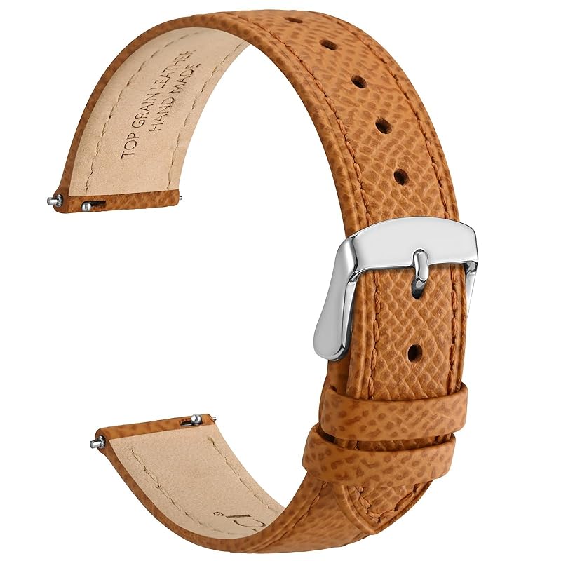 

[WOCCI] watch belt genuine leather grace series watch band 14mm top grain leather Quick Release Sesame color/silver buckle