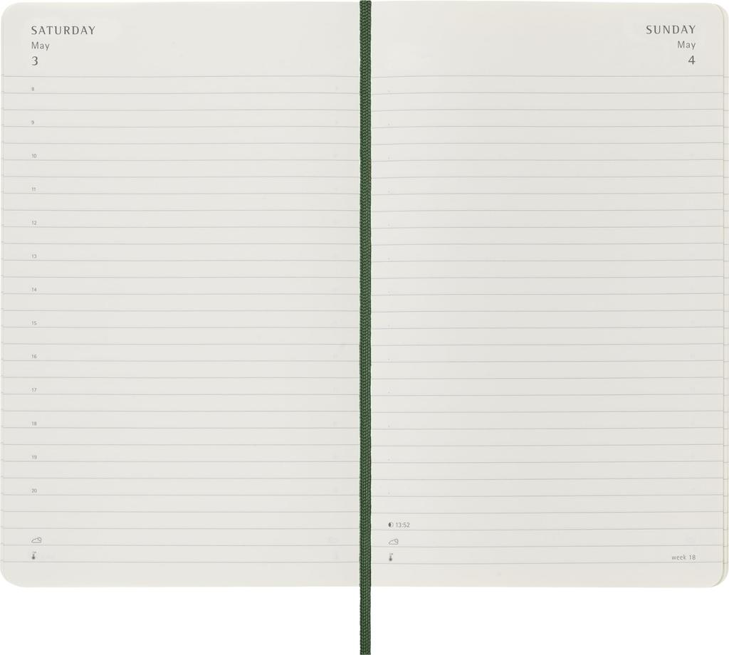 Moleskine Planner 2025 Starts in 1 Page per 12 Daily Large Size wide x 21cm Soft Myrtle DSK1512DC3Y25 January, Day, Months, Diary, (13cm long), Cover,