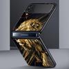 Cross Pattern Bicolor Lion Hard PC Phone Case For Samsung Galaxy Z Flip 7 6 5 4 Black Cover For Galaxy Z Flip 3 Foldable Shell