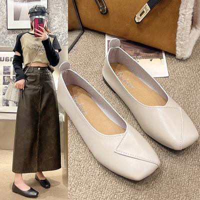 2024 Damen Slip-on Leder Loafer Damen Casual Runde Kappe Niedliche Wohnungen Krankenschwester Schuhe Sneakers Frühling Herbst Mode Ballettschuhe