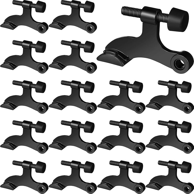 Funrous 24 Pieces Hinge Pin Door Stopper Satin Brushed Door Stops Adjustable Heavy Duty Hinge Stopper with White Rubber Bumper Tips(Silver)