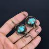 Arizona Turquoise 999 Copper Wire Wrapped Earrings, Handmade Gemstone Jewelry Earrings For Memorial Day