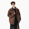 Loose men's leather jacket spring and autumn pu leather lapel xl large size trendy brand American retro casual leather jacket men
