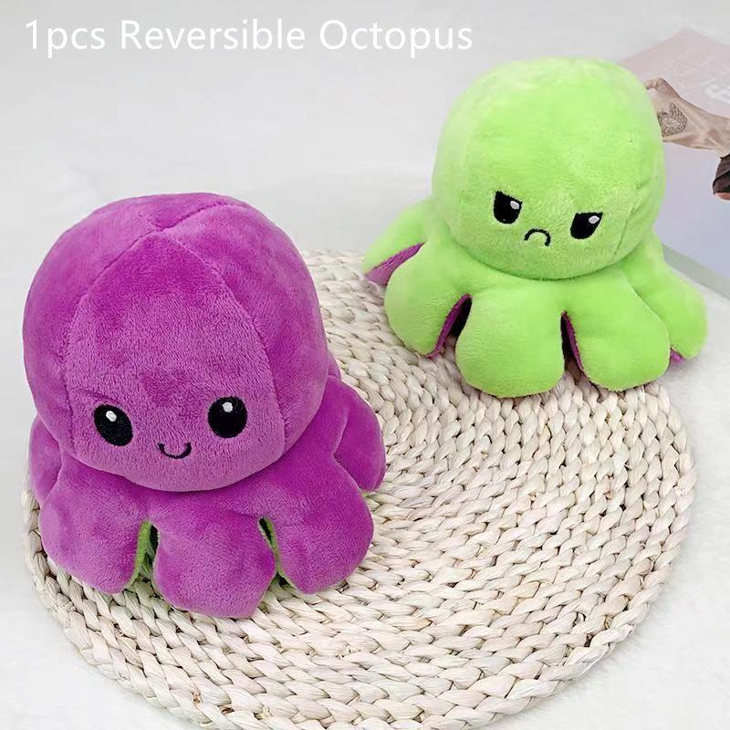 Adorable Double-sided Flip Reversible Octopus Plush Toy For Kids Soft And Cuddly Marine Life Stuffed Animal