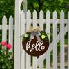Welcome Door Sign Door Wreath Wood Sign Wall Art with Bowknot Wall Hanging Sign for Holiday Home Balcony Porch Decoration