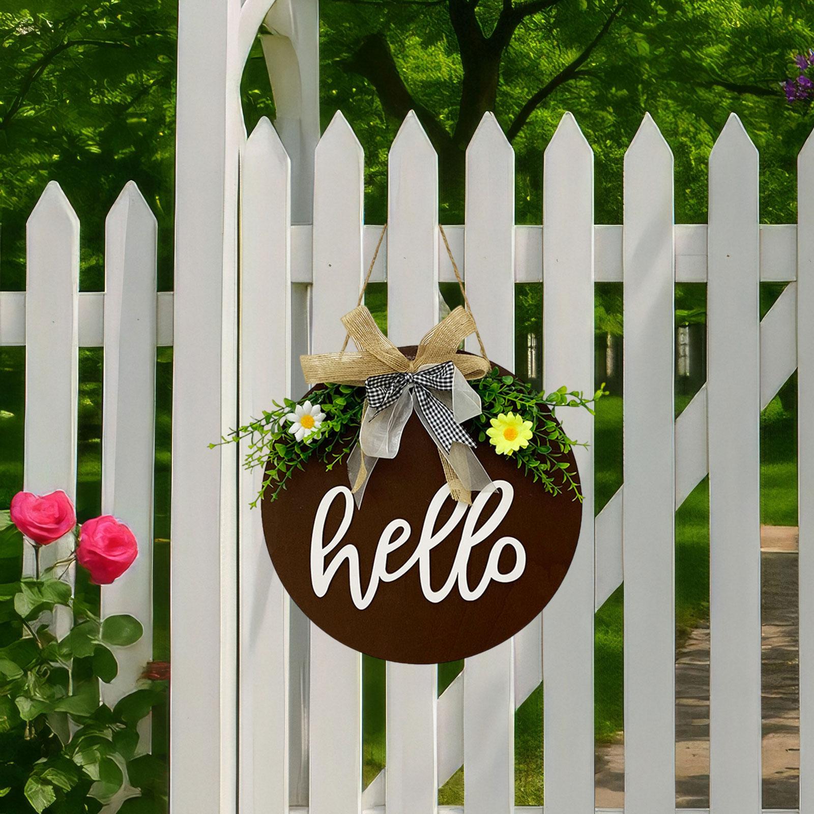

Welcome Sign for Front Door Door Wreath Ornament with Rope Wood Sign Door Hanger with Bow for Holiday Home Porch Decoration коричневий