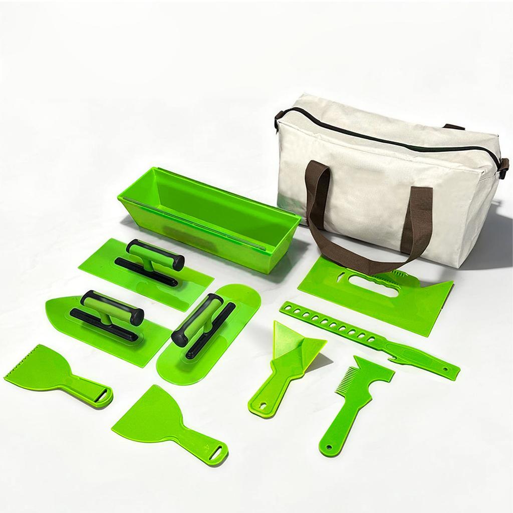 Plastic Trowel Kit Lightweight Ergonomic Handle Round Pointed Trowels Plastering Set with Storage Bag for Wall Finishing