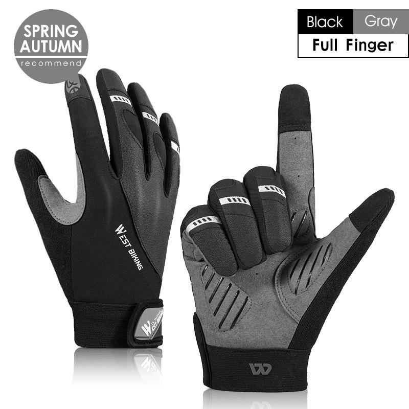 

WEST BIKING Sports Protection Glove Thicken Shock Absorption Cycling Gloves Touch Screen Reflective Warm Glove Cycling Equipment L