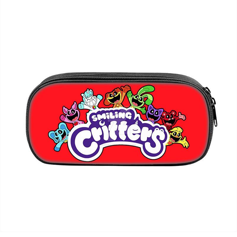 Smiling Critters Cartoon Pencil Case Nylon Kids School Supplies Storage For Children
