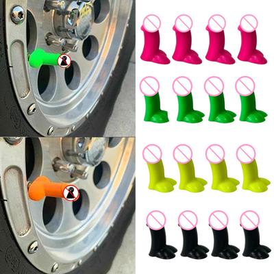 Prank Car Tire Valve Cap Glow-in-the-Dark Tire Valve Nozzles Universal Rubber Air Stem Covers for Car Bike Truck Motorcycle