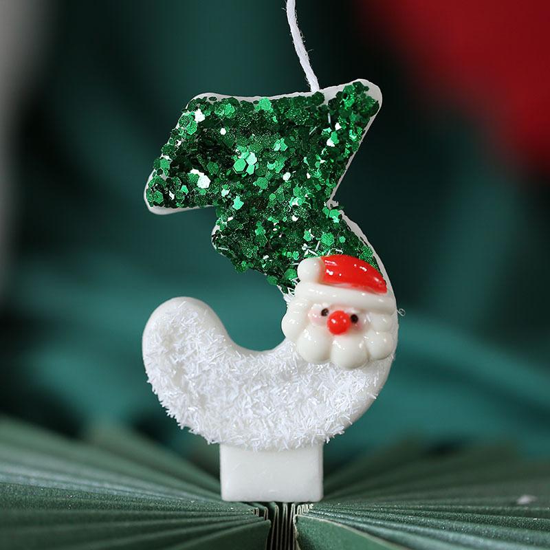 Christmas Happy Birthday Candles for Cake Decorating Supplies Unscented Number Candles Cake Topper Decorations