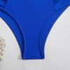 Solid Color Teal Ruched Cutout Bikini Set High Waist Two Piece Swimsuit