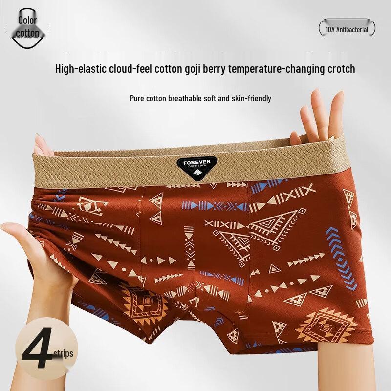 

Мужские боксеры-брифы из чистого хлопка, 4 штуки 3XL