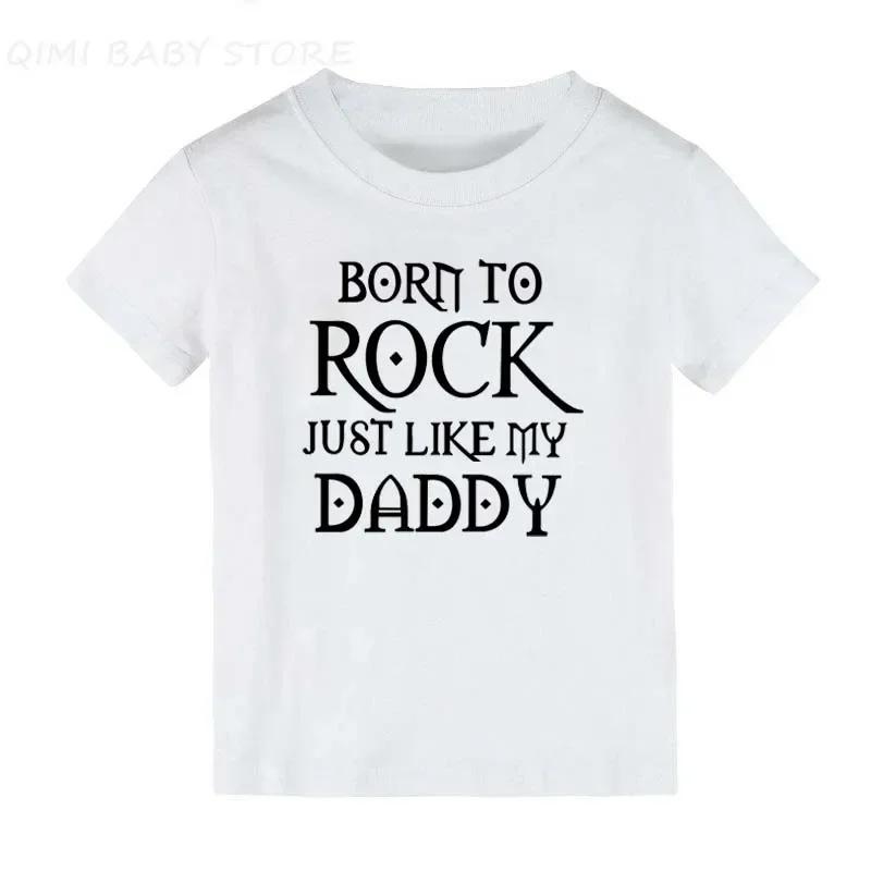 Born To Rock Kids TShirt Boys Girls Unisex Baby Clothes Cool Fashion Style Tops Children Summer Short Sleeve Graphic Tee Shirt