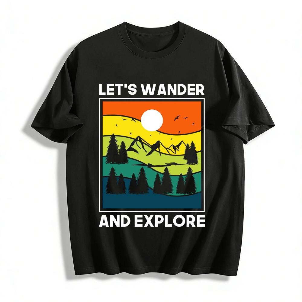 

Vintage Mountain Forest Sunset Outdoor Graphic Casual T-Shirt Pure cotton T-shirt XXS