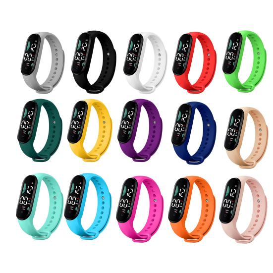 M9 Electronic Watch LED Touch Control Waterproof Casual Multifunctional Week Time Display Lightweight Men Women Unisex Sports Bracelet for Kids