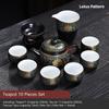 Chinese Style Kung Fu Ceramic Teapot, Teacups, Jug and Filter Set, Hand-Grap Pot, Drinkware Gaiwan, High Quality, Elegant Black