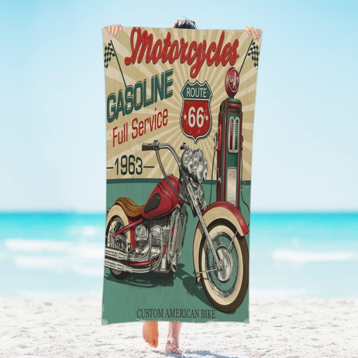 

Old Motocycles arts Beach Towel for Family stuffs friends Gifts Quick-Dry Sand free For Bath Yoga Tourism Beach Camping Swimming W30*H60(CM)