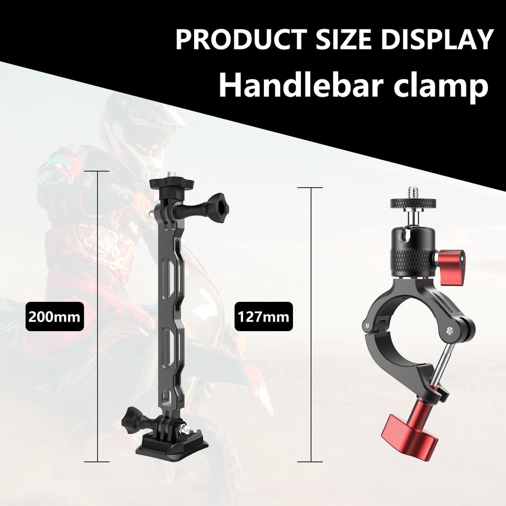 Premium Aluminum Helmet Curved Flat Bracket Bicycle Motorcycle Action Camera Clamp Mount for GoPro/DJI Osmo/Insta360 Riding Vlog