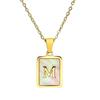 Small Pendant Gold Titanium Steel Necklace English Letter Design Shiny Chain Hypoallergenic for Women Everyday Wear