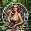 Retro Pinup Girl Metal Wall Sign Vintage Round Aluminum Plaque for Garage Man Cave Bar Home Decor Weatherproof
