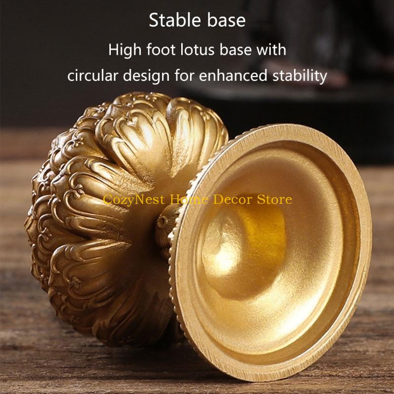 92MF Antique Flower Candle Cup Brass Butter Lamp Buddhist Tibetan Candlestick Home Table Decoration Desktop Candle Holder China Mainland