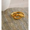 Eetit Size 7 Stainless Steel Cast Open Ring for Women 2025 Knotted Temperament Fashion Finger Jewelry PVD Plated