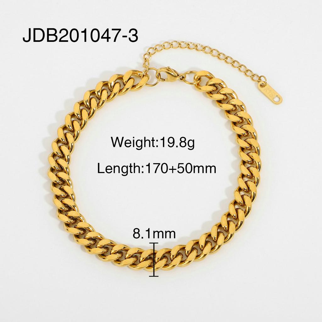 18k Gold Color Stainless Steel Chunky Chain Waterproof Thick Bracelets Punk Fashion Trendy Jewelry For Men Women