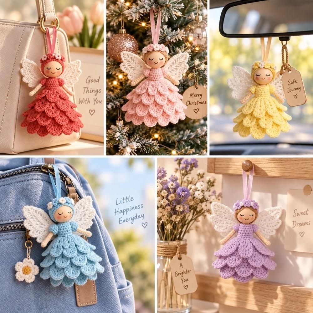 Gifts Angel Doll Craft Kit Cute Knitted Angel Pendant Craft Set DIY Crochet Kit Beginner Friendly