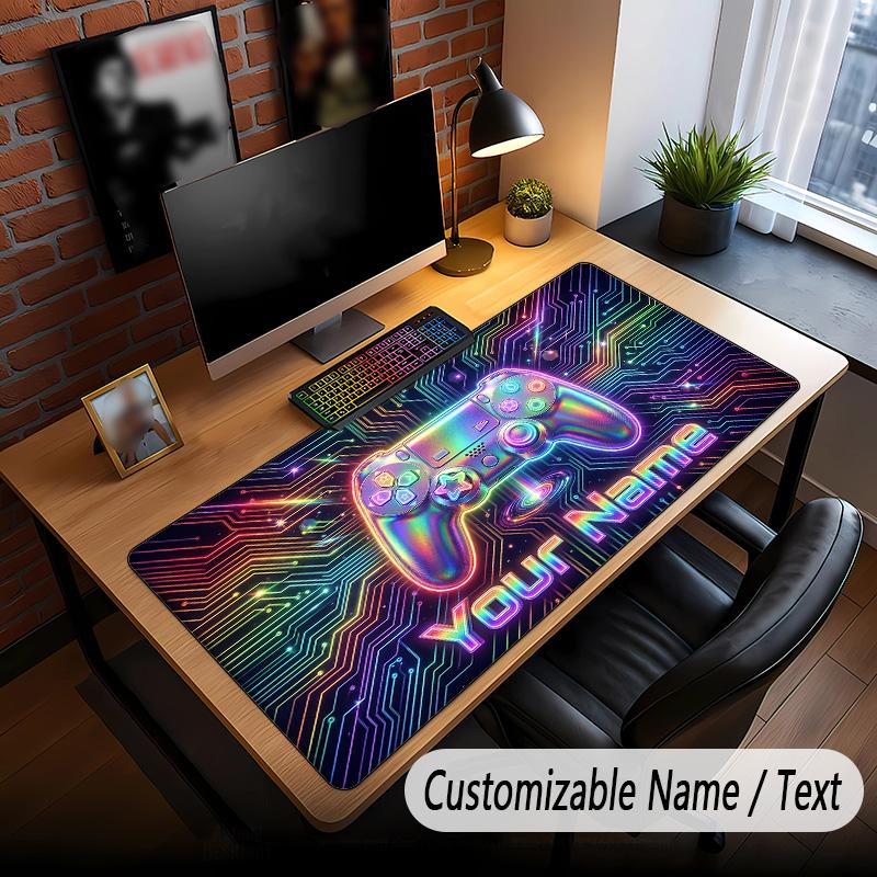Neon Abstract Theme Custom Mouse Pad Personalized With Name Text Customized Desk Mat For Office Home Decor