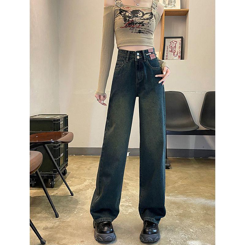 2025 Retro Fleece-Lined Wide-Leg Jeans for Women - Slimming, Versatile, Floor-Length Pants for Autumn/Winter