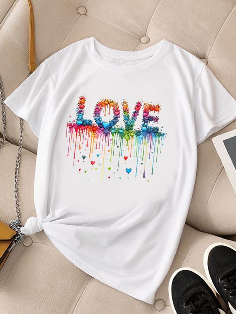 (Asian Size) trend flower lovely Clothing Women Fashion Tee Top Female T Shirt Woman Print Short Sleeve Graphic T-shirts