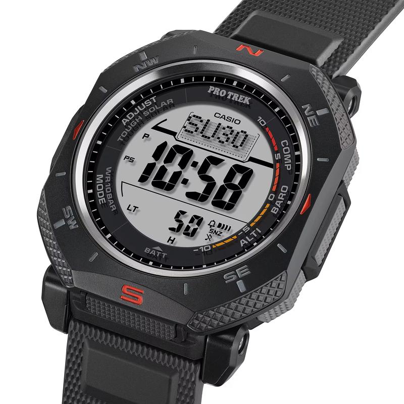 

CASIO PRO TREK series 100 meters waterproof direction pressure altitude temperature display solar Quartz resin strap men s watch gray dial PRG-69-1 сірий колір