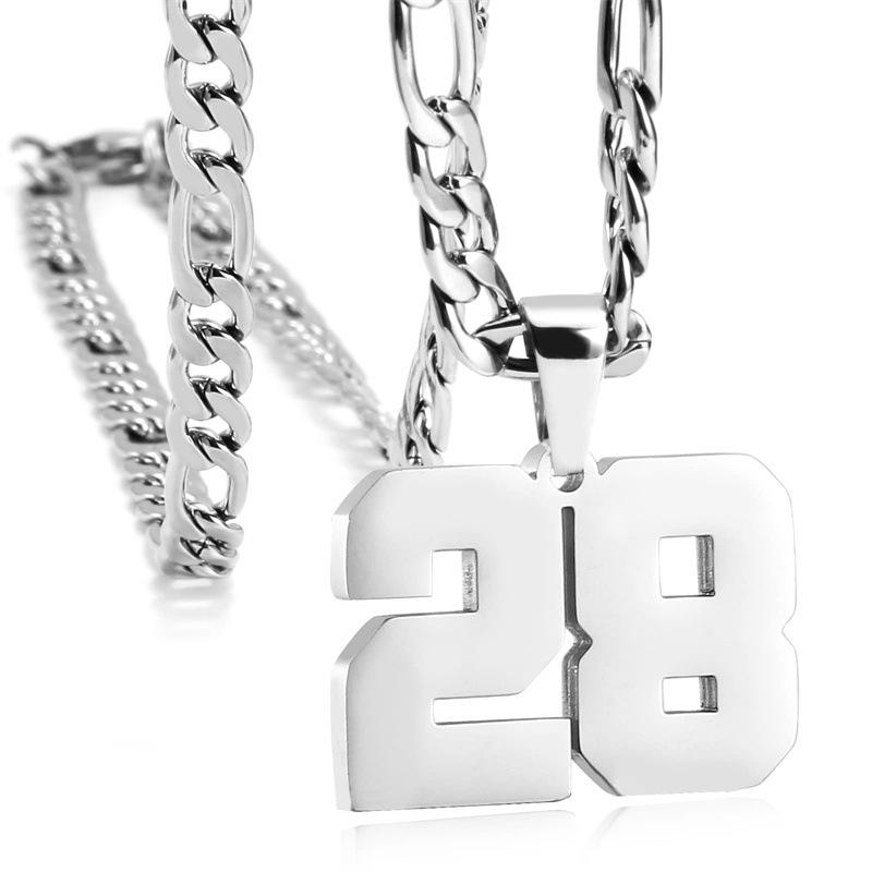 Men's Athlete Stainless Steel Sports Digital Necklace Baseball/Basketball/Soccer Team Inspiration Jewelry Spot