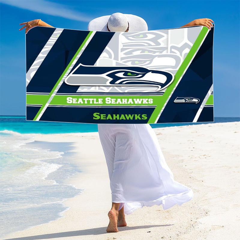 Seattle Seahawks Logo Print Beach Towel, Large Soft Quick Dry Towel for Beach Camping Swimming